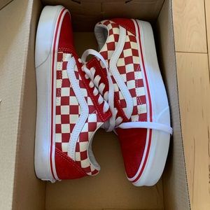 Old Skool Primary Checkerboard Red Vans